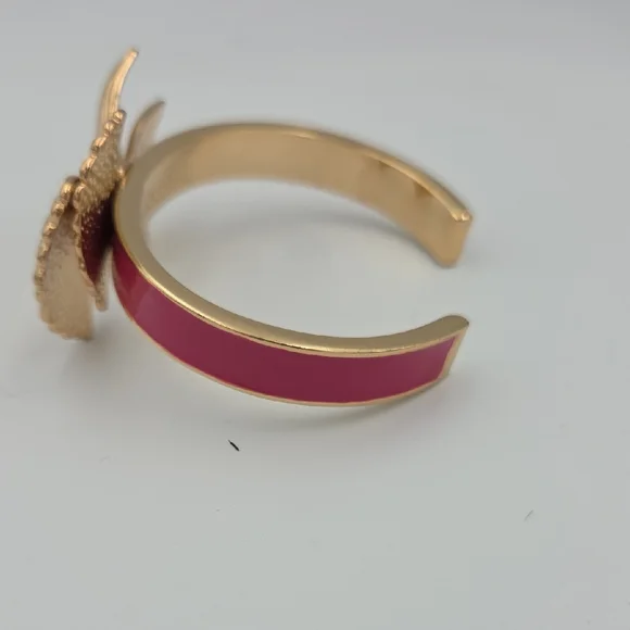 Lily Pulitzer Gold Bow Cuff Bracelet with Pink Enamel - Picture 4 of 5